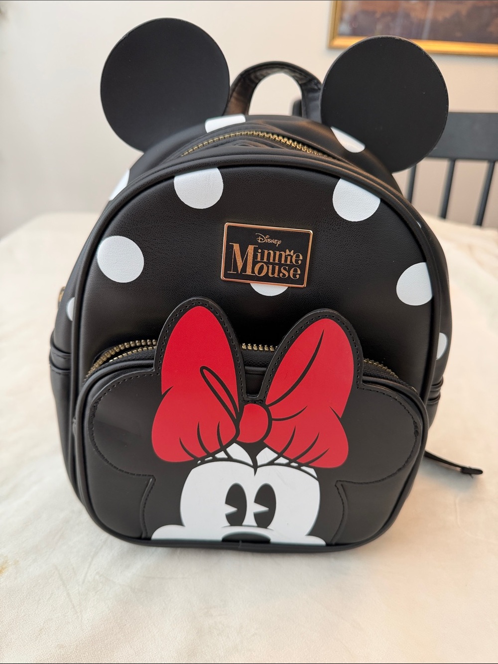 NWT! Disney Minnie Mouse Black Backpack with Red Bow & Polka Dots - Picture 2 of 6